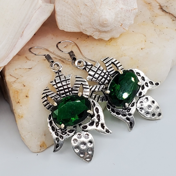 Diopside Stones Silver 925 Earrings - Picture 1 of 5